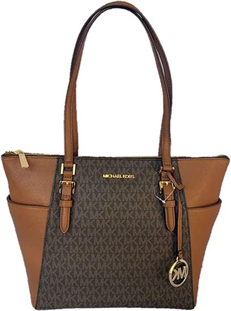 michael kors charlotte top zip tote brown signature shoulder bag|mk charlotte.